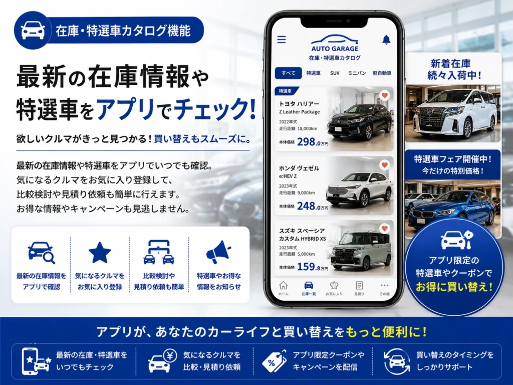 特選車両カタログ機能で販売促進